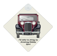 Armstrong Siddeley Sports Foursome (Red) 1934-36 Car Window Hanging Sign